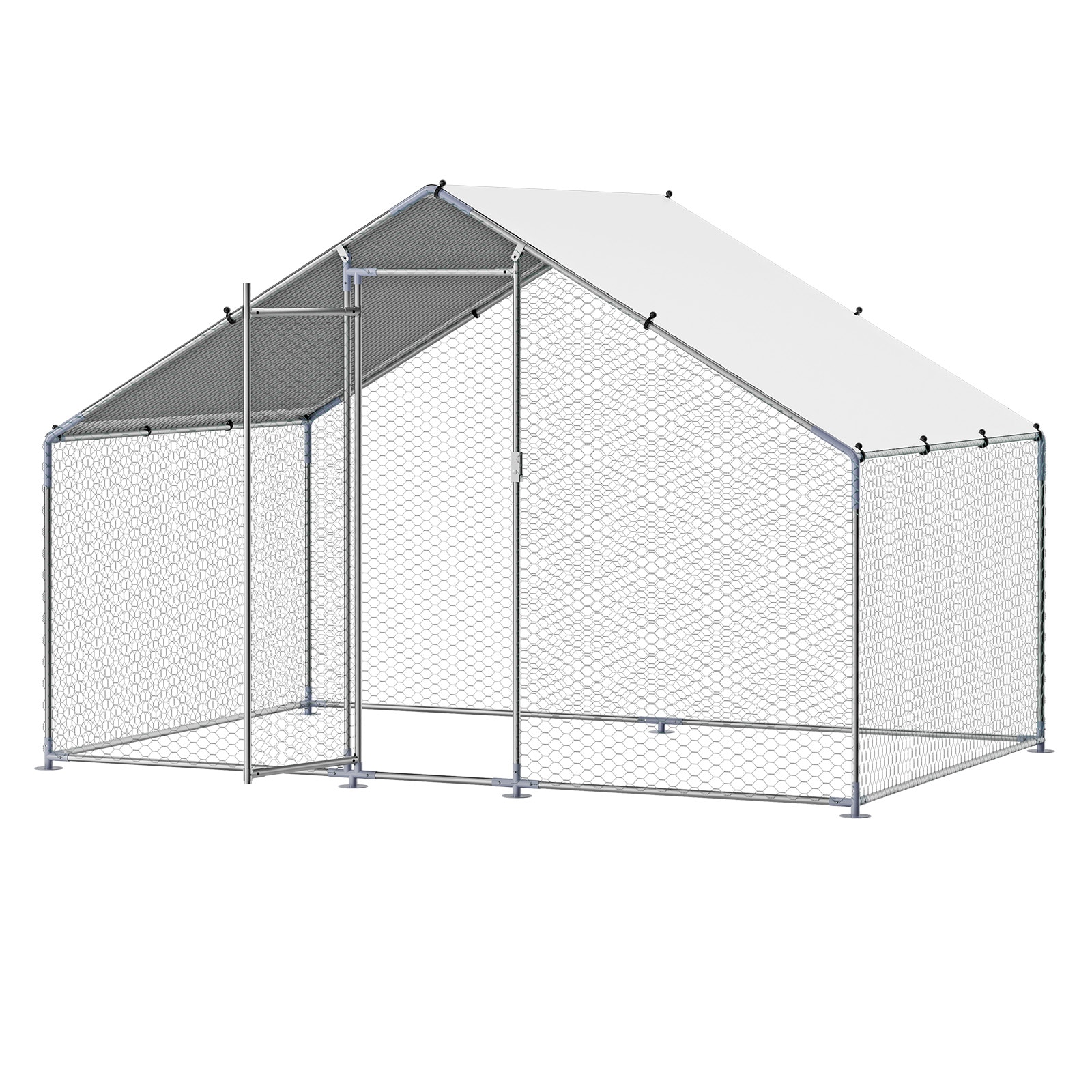 Large Metal Walk-in Chicken Coop With Protective Spire Roof_voghion.com